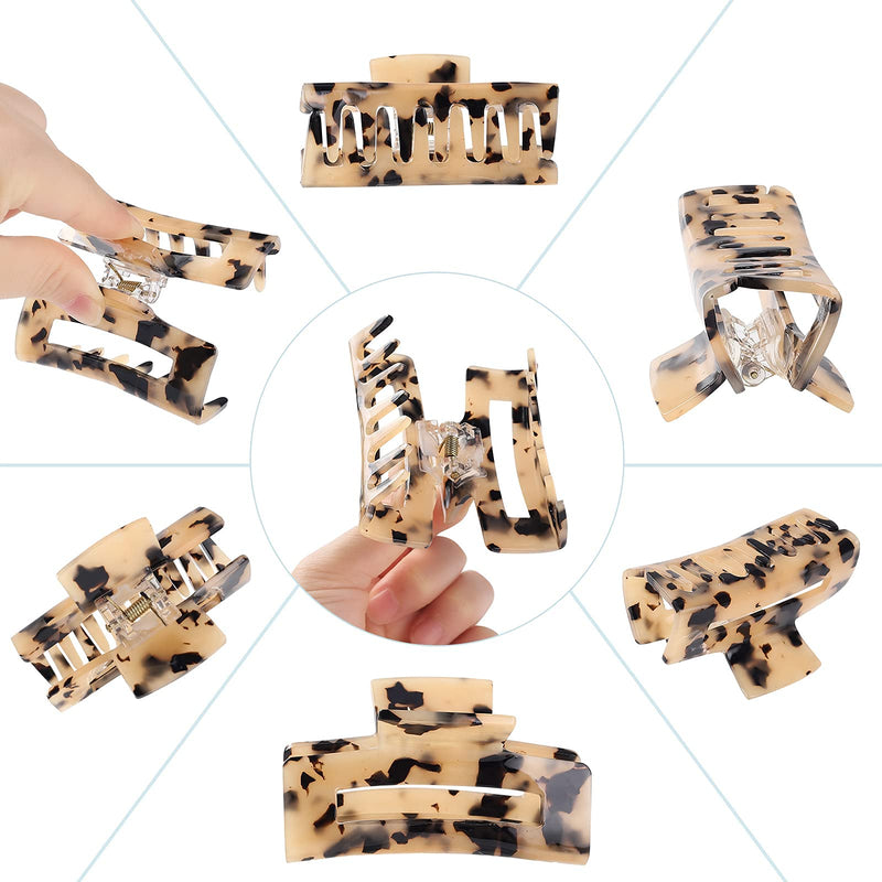 [Australia] - 8 Pack Hair Claw Clips Tortoise Barrettes Rectangle Shape Clips Fashion Colorful Hair Clips 