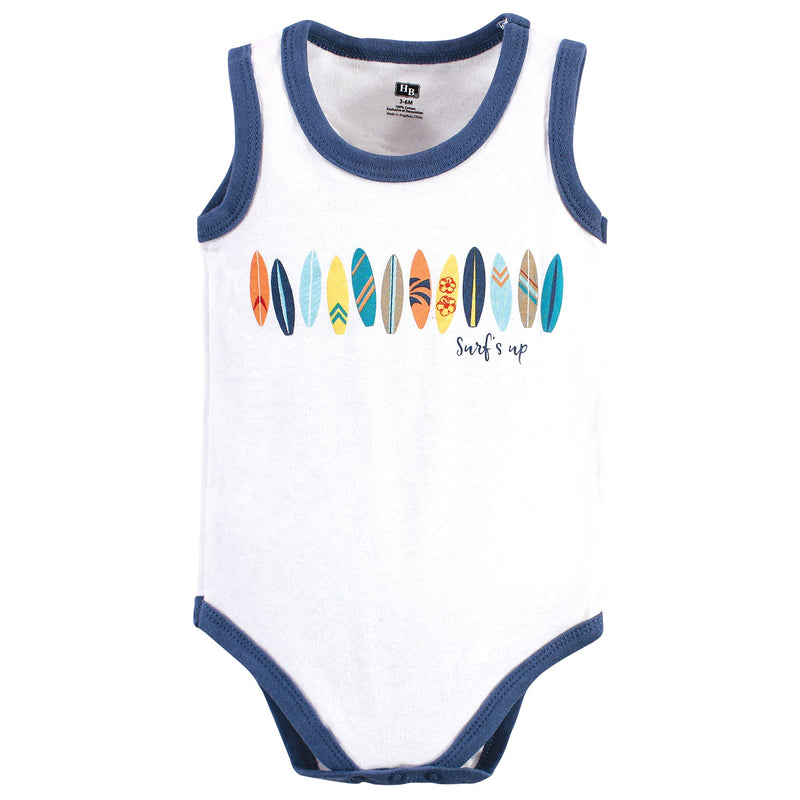 [Australia] - Hudson Baby Unisex Baby Cotton Sleeveless Bodysuits 0-3 Months Surfer Dude 