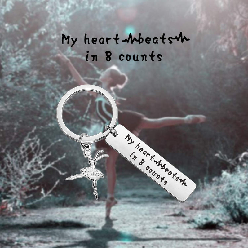 [Australia] - MYOSPARK Dance Keychain My Heart Beats in 8 Counts Ballet Dancer Jewelry Gift for Dance Teacher Mom Team 