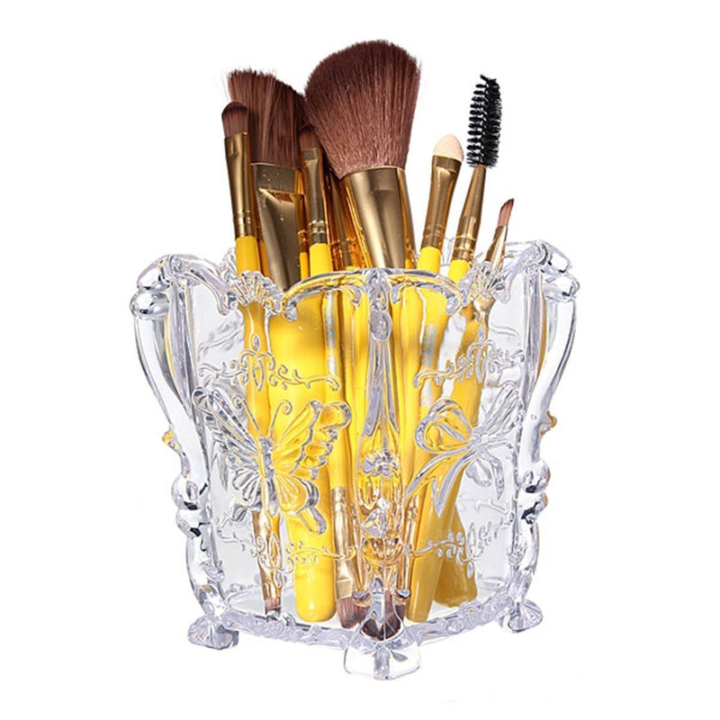 [Australia] - Butterfly Cosmetic Makeup Brush Holder Box Case Pencil Pen Storage Organizer (Transparent) 