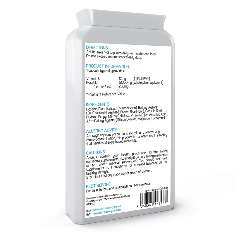 [Australia] - Rosehip 5000mg 120 Capsules - High Strength 250mg 20:1 Extract Rich in Vitamin A, C & E, Carotenoids, Beta-Carotene, Lutein, Lycopene, Polyphenols and Flavonoids 