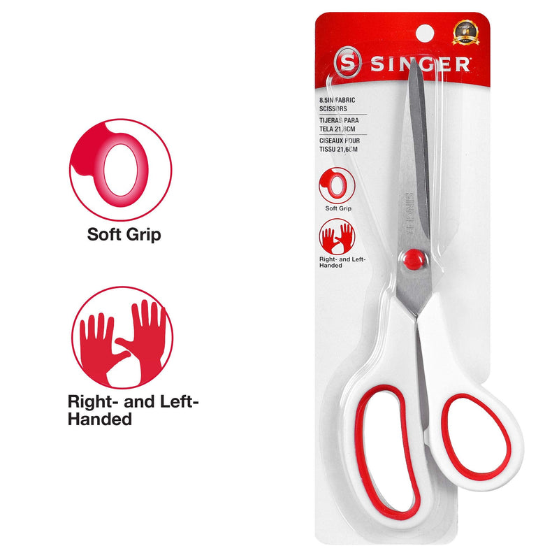 [Australia] - SINGER Fabric Scissors with Comfort Grip, 1-pack, Red & White 