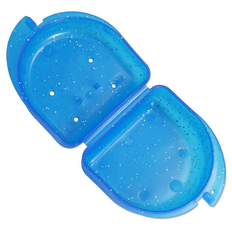 [Australia] - 2 x Gum Shield Case - Mouthguard Box for Ortho Retainers, Sports Dental Appliances, Dentures & More (Glitter Blue & Glitter Pink) Glitter Blue & Glitter Pink 