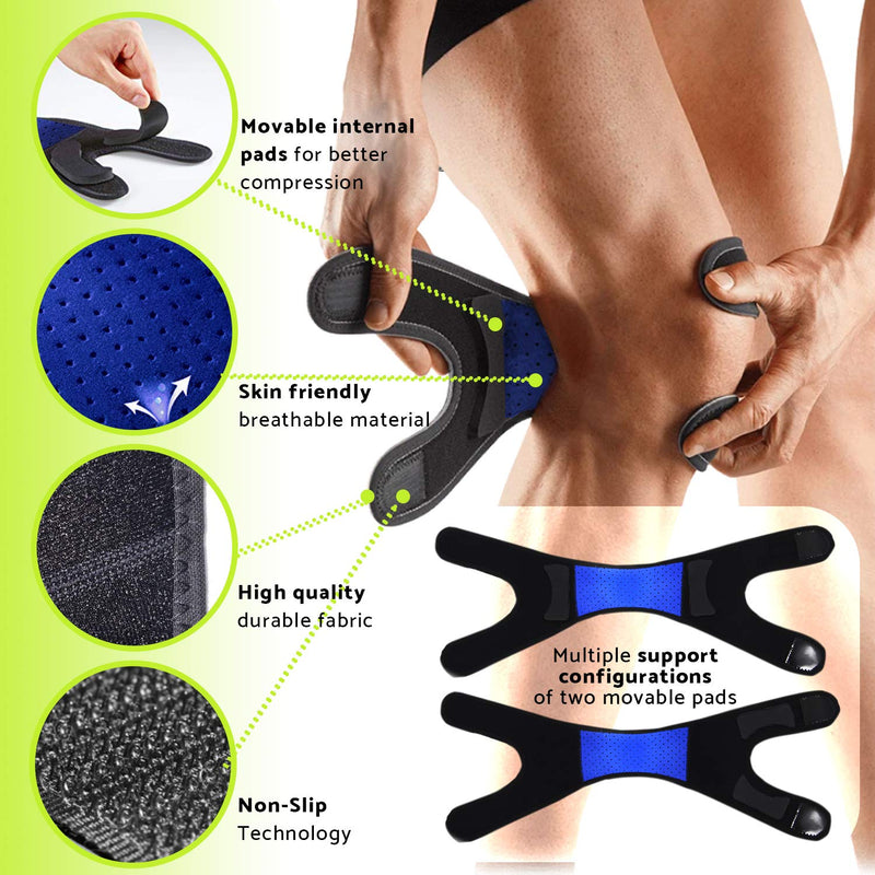 [Australia] - GARNO Knee Brace for Pain Relief by Meniscus Tear, MCL, Arthritis, ACL, Osgood Schlatter, Compression Patellar Tendon Support Strap for Working Out, Running, Weightlifting; Men, Women; (Large Size) Large (Pack of 1) 