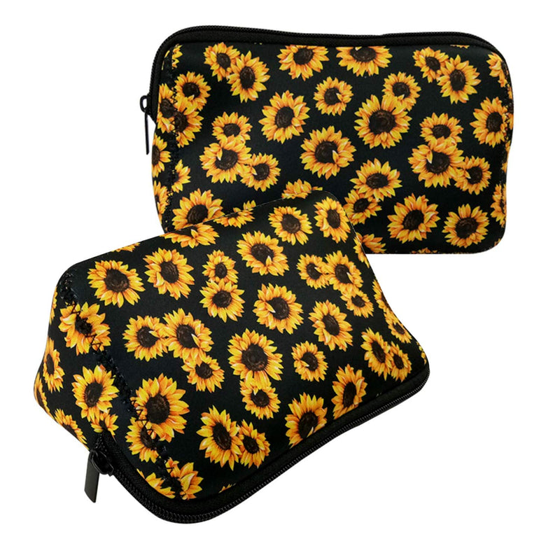 [Australia] - Sunflower Floral Makeup Bag Waterproof Soft Neoprene Travel bag Zippered Storage Pouch Printing Toiletry bag Pencil Case Organizer Sunflower 