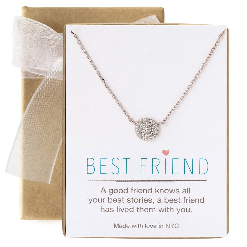 [Australia] - A+O Friendship Necklace - CZ Pave Necklace in Gold, Rose Gold, Sterling Silver 8 MM - Silver 