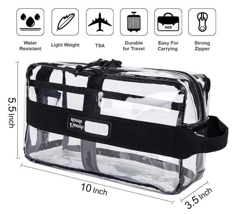 [Australia] - Rough Enough TSA Approved Clear Toiletry Bag for Men Women Cosmetic Makeup Bag Storage Organizer Travel Essentials Accessories Pouch Case for Bottles 