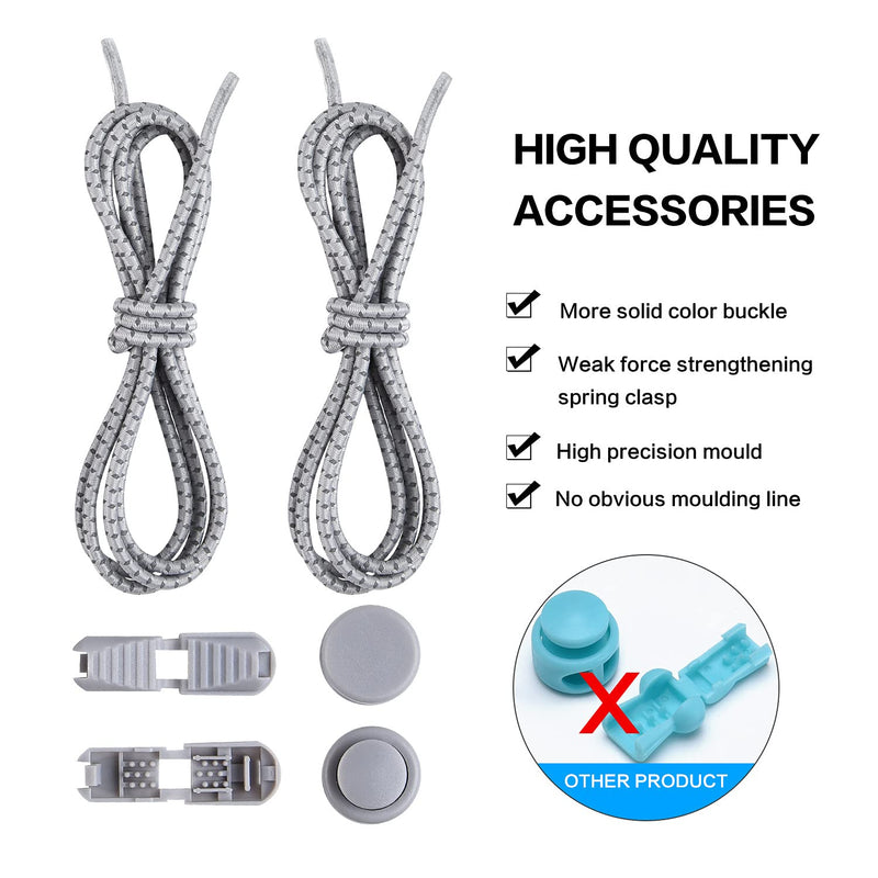 [Australia] - No Tie Shoelaces for Adults and Kids Sneakers Safety - 120cm Elastic Locks Shoe Laces Adults, Kids, Older Generation, Disabled, Runners Light Grey 181# 