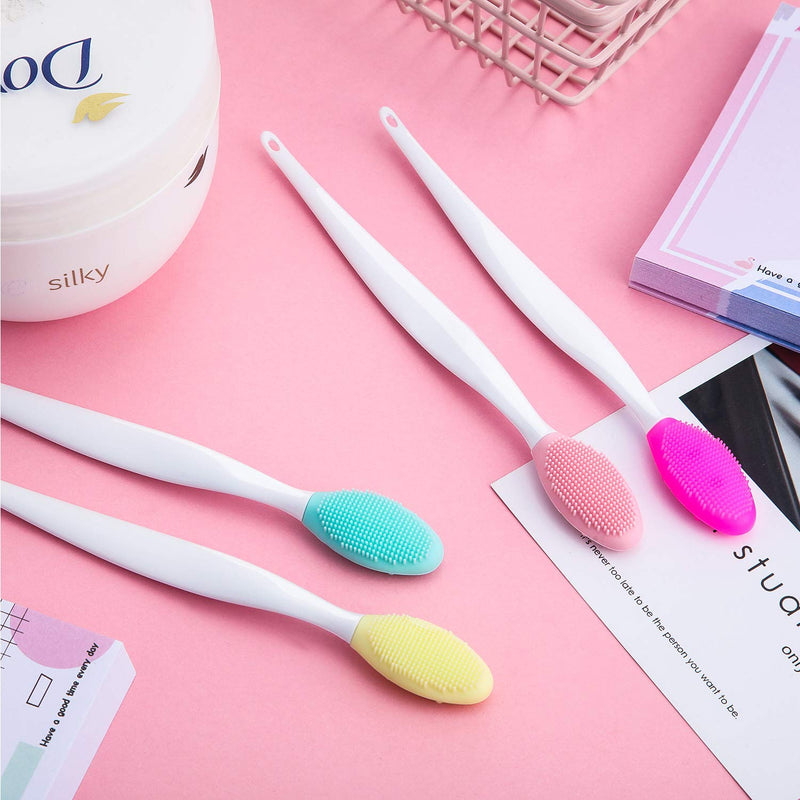 [Australia] - 4 Pieces Silicone Exfoliating Lip Brush Tool Double-sided Soft Lip Brush for Smoother and Fuller Lip Appearance (Rose Red, Yellow, Mint Green, Pink) Rose Red, Yellow, Mint Green, Pink 