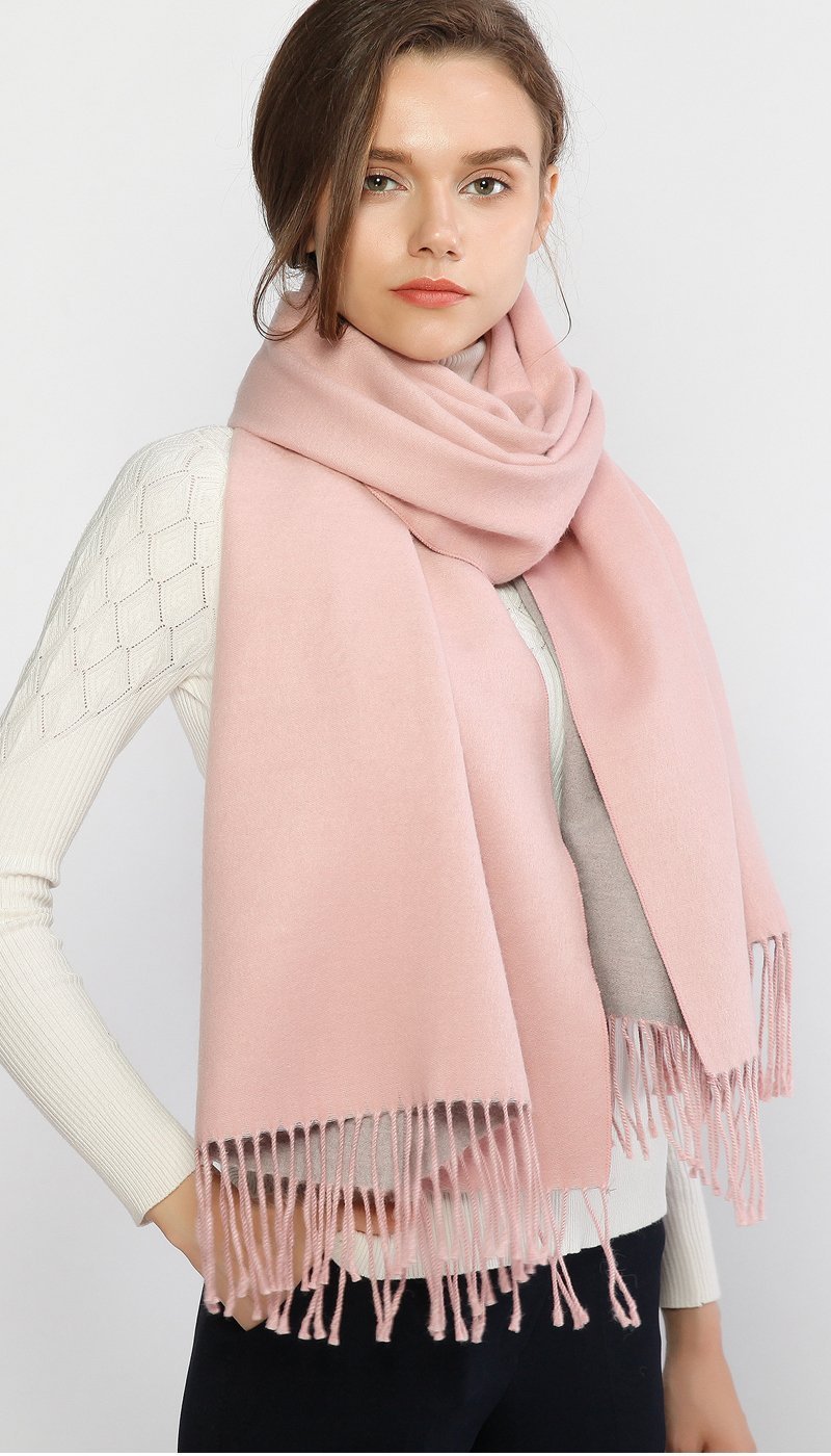 [Australia] - RIIQIICHY Winter Scarf Pashmina Shawl Wrap for Women Long Large Warm Thick Reversible Scarves Pink and Grey 