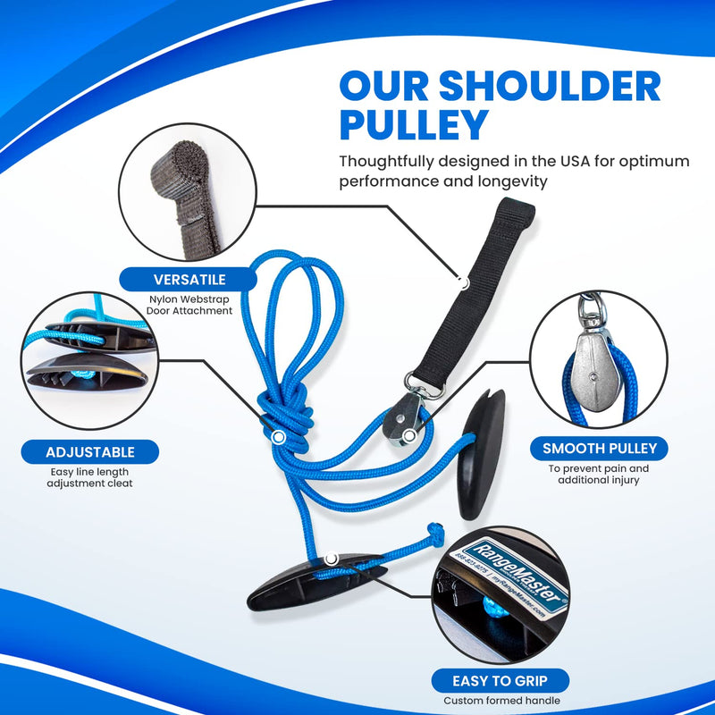 [Australia] - RangeMaster BlueRanger Shoulder Pulley with Patient Guide │ Aids Recovery and Rehabilitation │ Helps Enhance Pain Free Range of Motion │ Adjustable, Web Strap Door Attachment Blue 