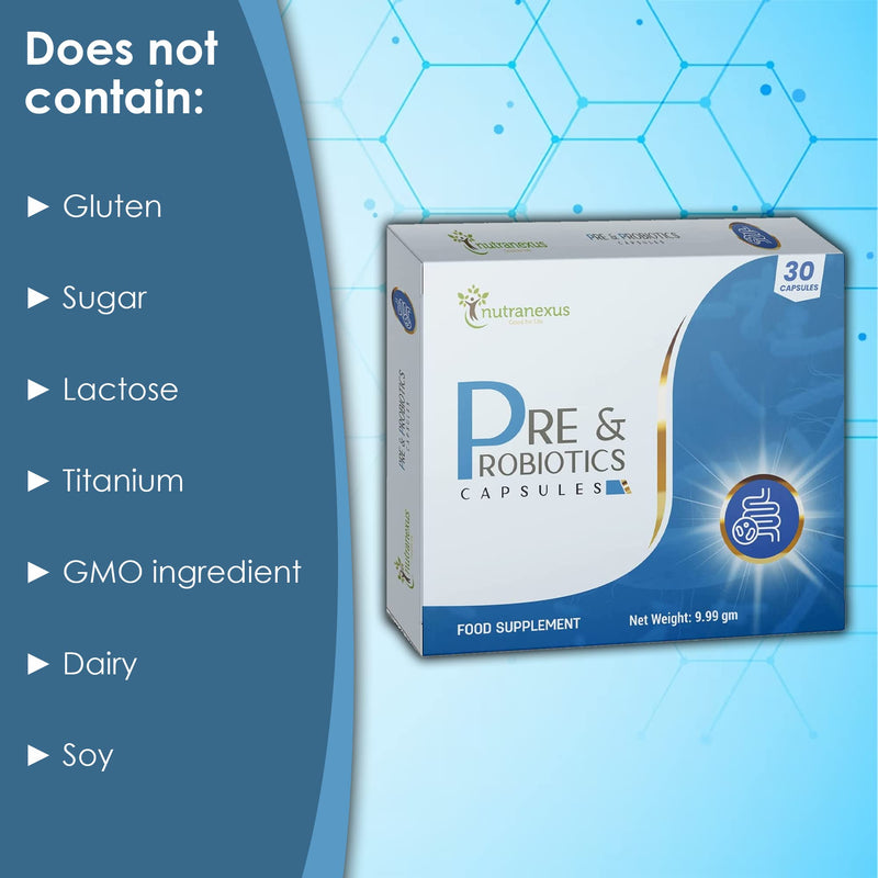[Australia] - Pre & Probiotics Supplement (30 Capsules) Digestive & Gut Health Supplement for Men & Women - Multi Enzyme Blend for Digestion & Bloating Relief - Non GMO & Gluten Free 