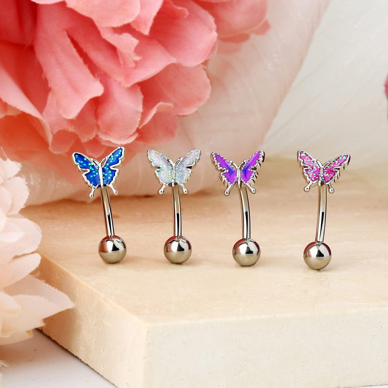 [Australia] - Melighting Rook Piercing Jewellery 16G Rook Earrings Stainless Steel Rook Jewellery Curved Barbell Eyebrow Rings Daith Earring Rook Piercing Jewellery for Women White 