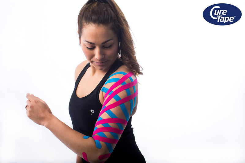[Australia] - CureTape 3 Rolls (2”x8ft) Waterproof Kinesiology Tape | The Best Adhesion | Medical Kinesiology Tape for Extreme Sport Conditions | Increase Mobility & Performance | Reduce Joint Pain & Recover Faster Pink/Black/Blue 