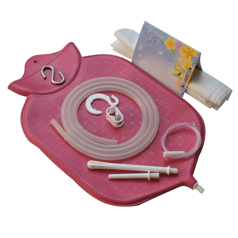 [Australia] - HealthGoodsIn - 4-Quart Rubber Enema Bag Kit for Colon Cleansing | Reusable Enema Bag Kit for All Types of Enemas (Pink) 