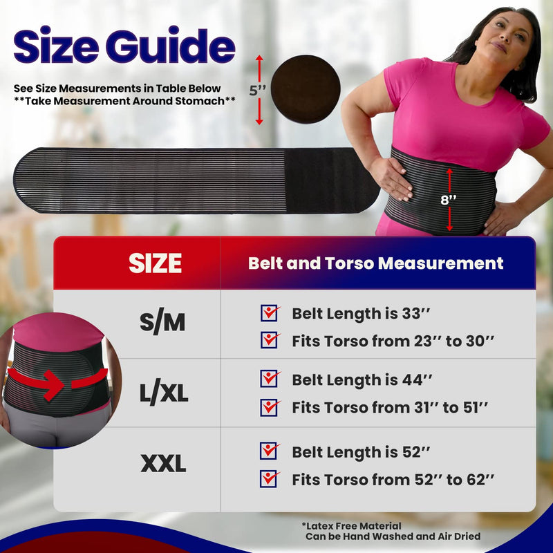 [Australia] - Hernia Belt for Men or Women - Abdominal Binder Lower Waist Support Belt for Umbilical Hernias & Navel Belly Button Hernias with Pad for Inguinal Hernia Stomach Hernia Brace Hernia Truss L/XL 31 - 51" L/XL (37" to 51") 