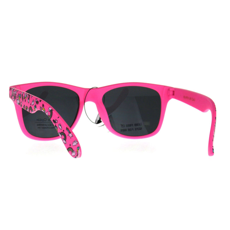 [Australia] - Kids Child Size Girls Unicorn Print Plastic Horn Rim Sunglasses Pink 46 Millimeters 