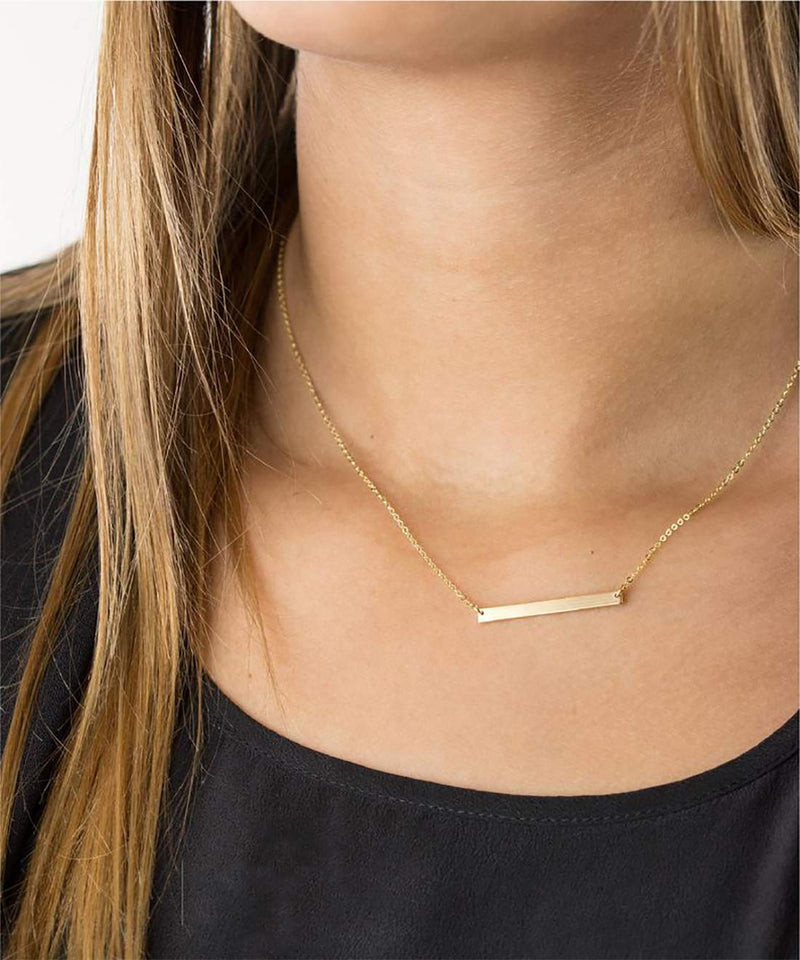 [Australia] - Glimmerst Bar Pendant Necklace, 18K Gold Plated Stainless Steel Delicate Bar Necklace Dainty Balance Necklace Simple Vertical Bar Choker Necklace for Women Girls Balance Gold 