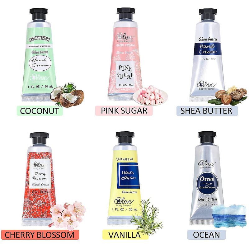 [Australia] - Shea Butter Hand Cream Set- Body & Earth Love Pack of 6 Advanced Repair Hand Cream for Rough&Dry Hands, Non-greasy 6 Plant Fragrances, Birthday Gifts for Women Mother's Day Shea Butter 