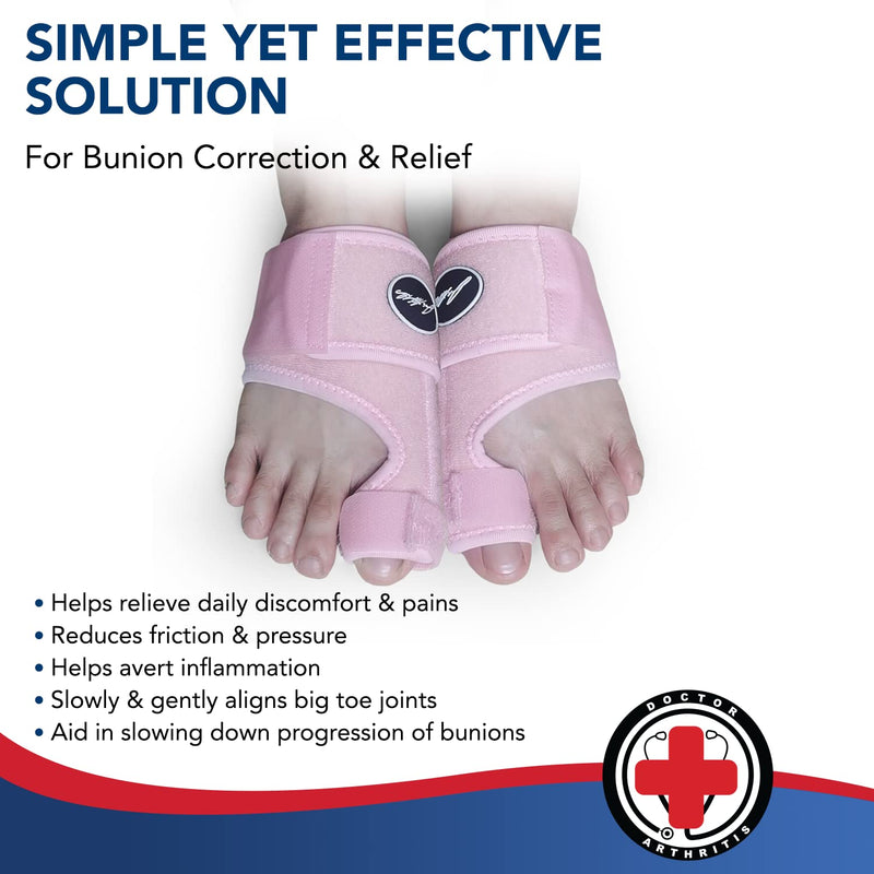 [Australia] - Toe Straightener Foot Brace - Adjustable Foot Wrap and Big Toe Brace to Correct Toes - Bunion Corrector for Men & Women by Dr Arthritis (Pink) Pink 
