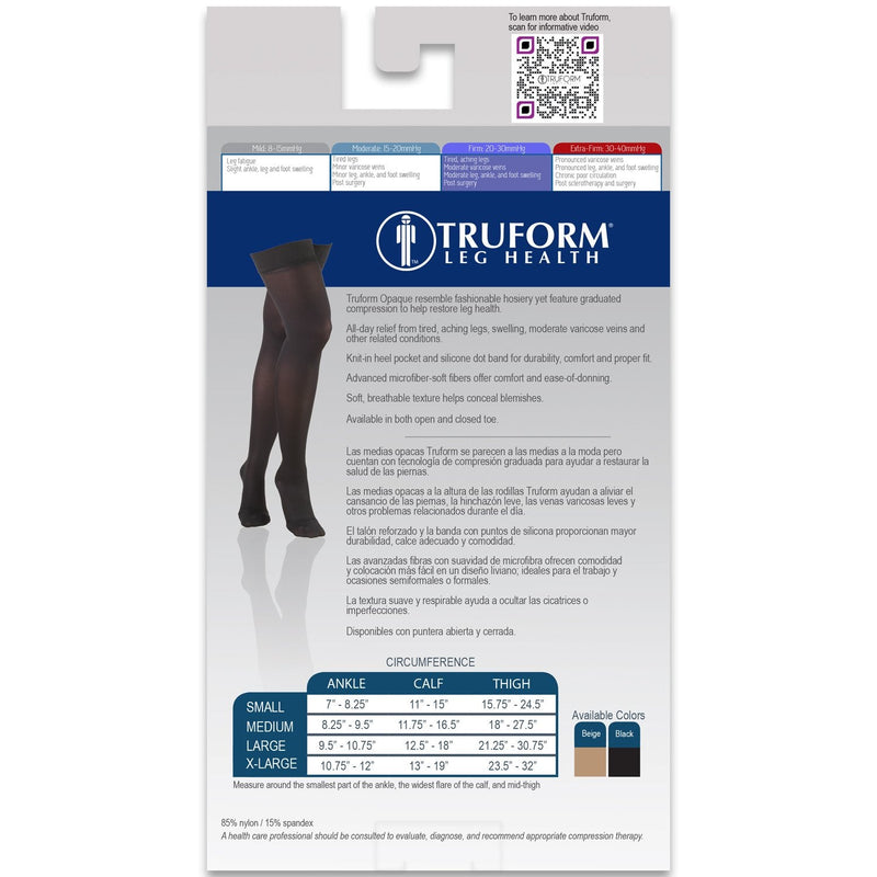[Australia] - Truform Women's Compression Stockings, 20-30 mmHg, Thigh High Length, Open Toe, Opaque, Beige, Medium Beige (Open Toe) Medium (20-30 mmHg) 