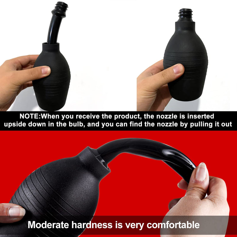 [Australia] - 10 Oz Enema Bulb for Men Women, Full Silicone Anal Douche, Reusable Cleaner Leakproof Douche Ball with 8 Flushing Holes for Colon Cleansing, Douche for Men （Black） Black 
