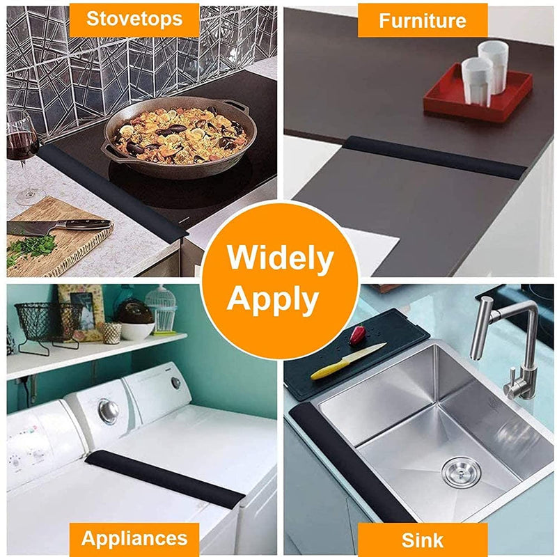 [Australia] - Forlivese Kitchen Silicone Stove Cover, Easy Clean Heat Resistant Wide & Long Gap Filler, Seals Spills Between Counter, Stovetop, Oven, Washer & Dryer, Set of 2 (21 Inches, Black） 21 Inches 