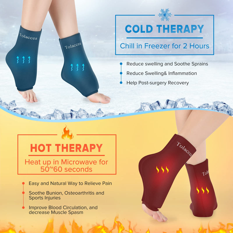 [Australia] - Ankle Foot Ice Pack Wrap for Injuries, Reusable Gel Ice Pack for Hot and Cold Therapies, Flexible Cold Pack for Achilles Tendonitis,Plantar Fasciitis,Swelling,Sprained,Post-Surgery Recovery L-(pack of 1) 