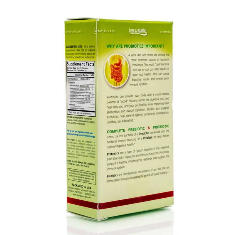 [Australia] - Olympian Labs Complete Prebiotic and Probiotic Supplement - 25 Billion Live Shelf Stable Cultures - 30 Vegetarian Capsules Standard 