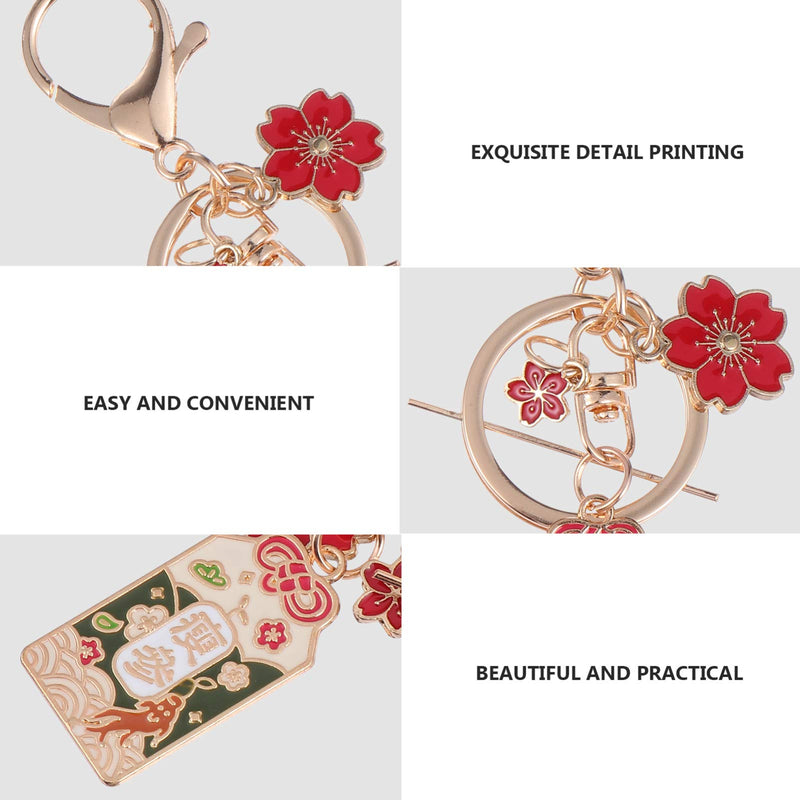 [Australia] - VALICLUD Feng Shui Key Chains Japanese Keychains with Cherry Blossoms Good Fortune Keychain Decorative Keyring Charm Pendant for Purse Handbag Car Key 