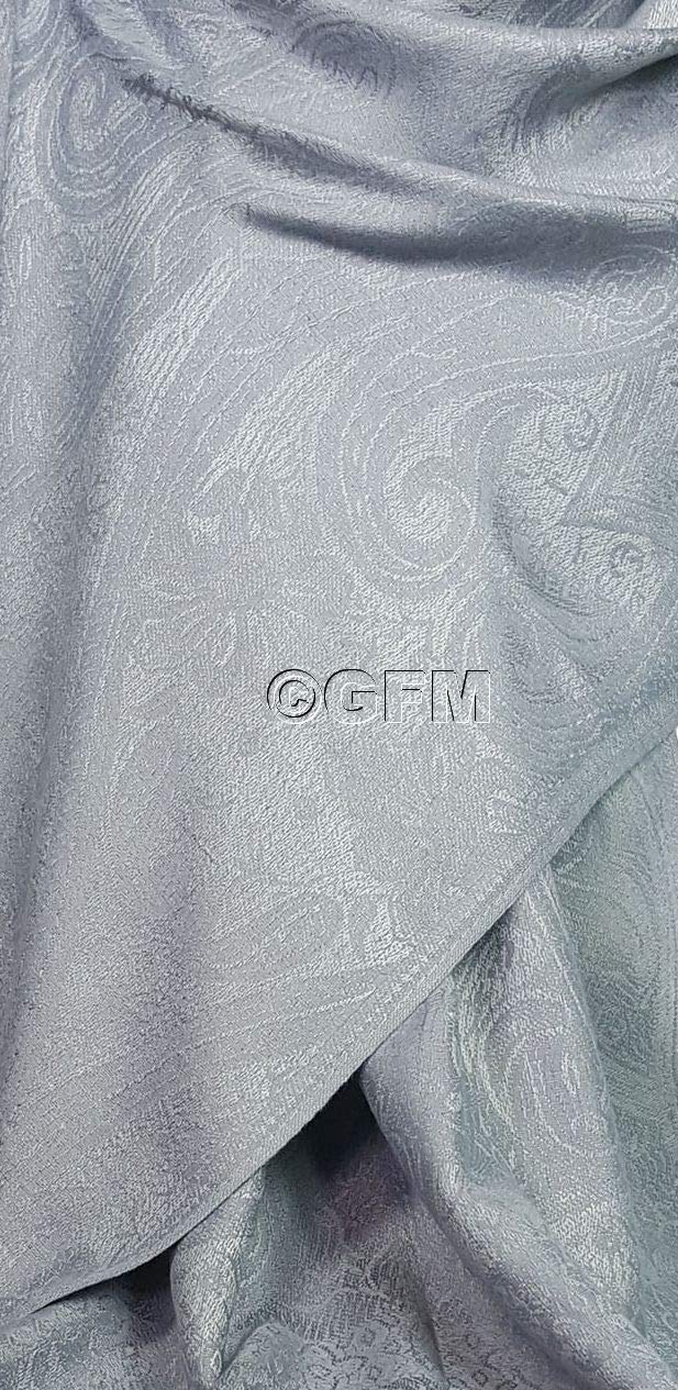 [Australia] - GFM Pashmina Style in Embossed Paisley Pattern Scarf (EP) S0-ep-hlbh - Silver Grey 