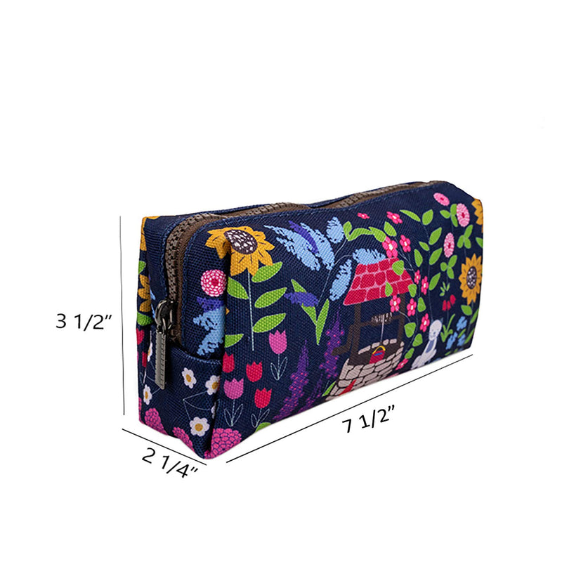 [Australia] - LParkin Cute Garden Gnome Canvas Pencil Case Pen Bag Pouch Gadget Box Stationary Case Makeup Cosmetic Bag Blue 