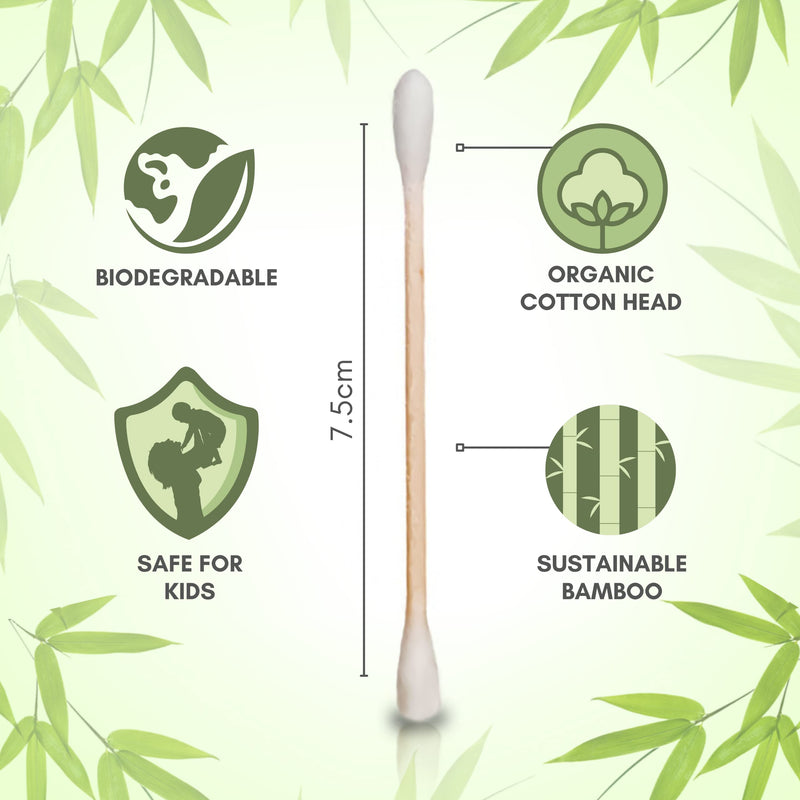 [Australia] - EcoWisper Bamboo Cotton Buds - 500 Eco Friendly Bamboo Earbuds Cotton Swabs - Plastic Free Baby Cotton Buds Biodegradable - Ear Buds for Makeup, Crafts, Cleaning, & Baby Hygiene, white 