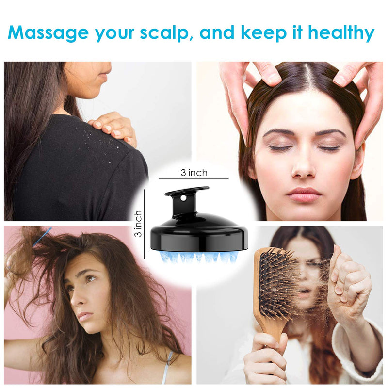 [Australia] - Shampoo Brush, Silicone Scalp Massager Hair Brush Head Massager Hair Growth Scrubber for Straight Curly Long Short Thick Thin Wet Dry Hair for Men Women Kids Pets, Black&Blue Black-blue 