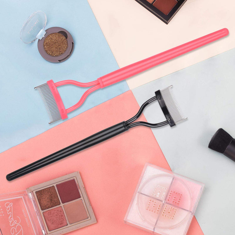 [Australia] - 4 Pcs Curved Eyelash Comb Mascara Separator Metal Teeth Lash Curler Eyebrow Definer Makeup Grooming Brush 