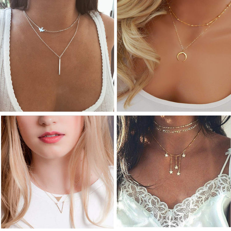 [Australia] - TAMHOO 20 PCS Multiple DIY Layered Choker Necklace for Women with Sexy Coin Moon Star Multilayer Choker Chain Y Necklaces Set Adjustable Gold Silver Bar Pendant Y Necklace for Teens Girls Women #2 20 PCS 