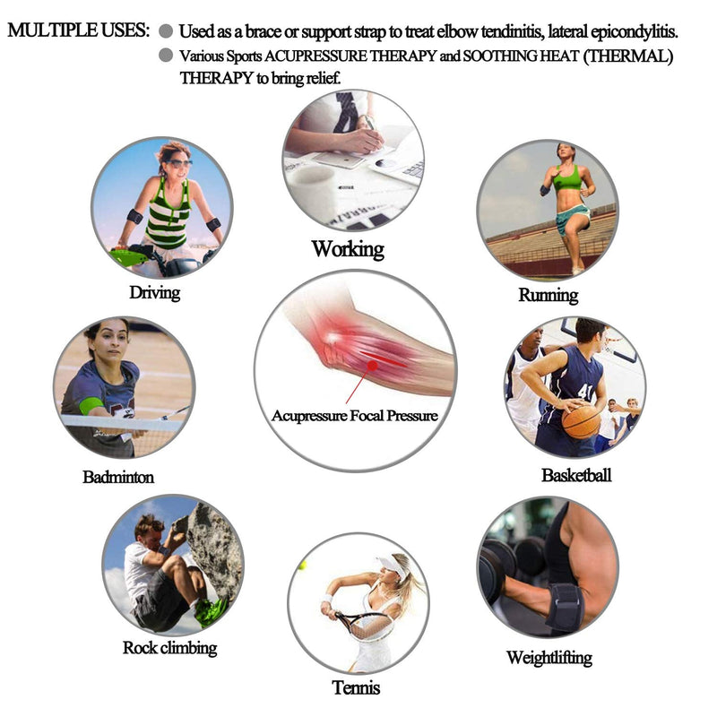 [Australia] - Tennis Elbow Brace Tendonitis Treatment, Adjustable Elbow Strap Support Brace - Acupressure Elbow Brace, Provides Comfortable Compression for Elbow Pain Relief （Black, S-M) Black Small/Medium (Pack of 1) 