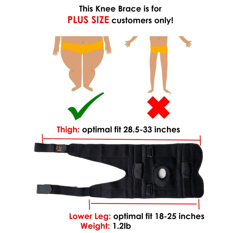 [Australia] - Hinged Knee Brace Plus Size - Front Closing, Exclusively Designed for Plus Size Men and Women- Vievibrante Size 3(Gray): fits 28.5''-33'' Thigh Circ. Gray 