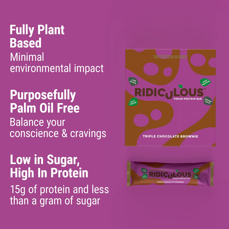 [Australia] - Protein Works - Ridiculous Vegan Protein Bar | Award Winning | 100% Plant Based & Palm Oil Free | High Protein | Chocolate Biscuit Crunch | Single - 47.5 g Single - 47.5g 