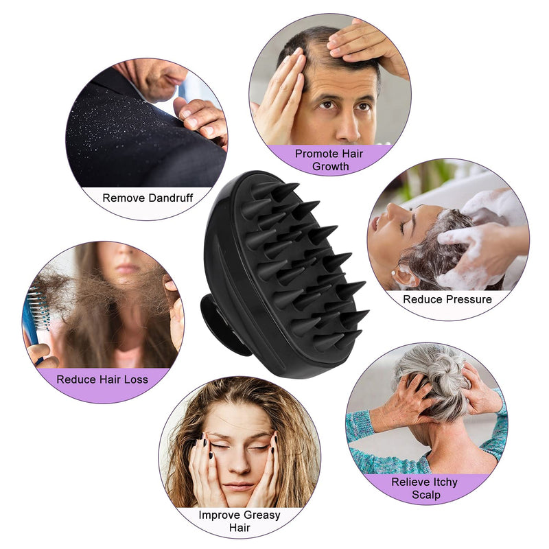 [Australia] - Scalp Massager Shampoo Brush, Soft Silicone No Flaky Scalp Brush for Wet or Dry Hair, Head Scrubber Scalp Exfoliator Anti Dandruff Brush(All Back) All Back 
