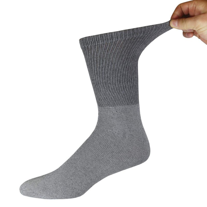 [Australia] - 3 Pairs of Cotton Diabetic Neuropathy Crew Socks (10-13, Fits Mens Shoe Size 9-12, Gray) Gray - 3 Pairs 10-13 