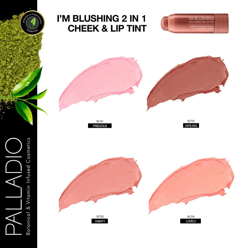 [Australia] - Palladio I'm Blushing 2-in-1 Cheek and Lip Tint, Buildable Lightweight Cream Blush, Sheer Multi Stick Hydrating formula, All day wear, Easy Application, Shimmery, Blends Perfectly onto Skin, Dainty 
