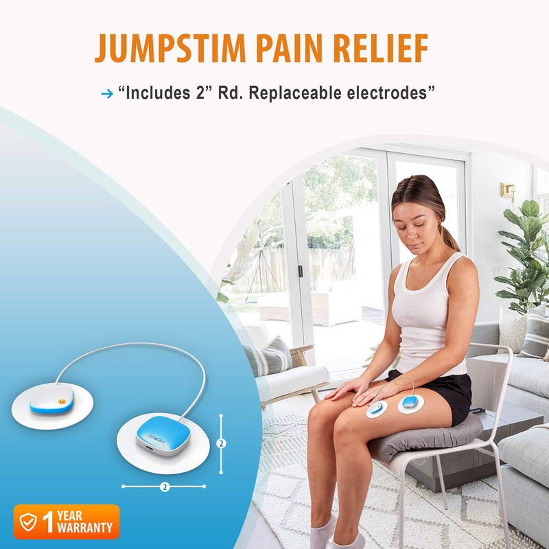 [Australia] - JumpStim TENS Muscle Massager Double Pad Electrode Stimulator – Rechargeable, Portable, Wearable Adhesive 5 Speed Massage Relief Therapy Device for Back Pain, Neck Strain, Achy Feet, Sports Injury 