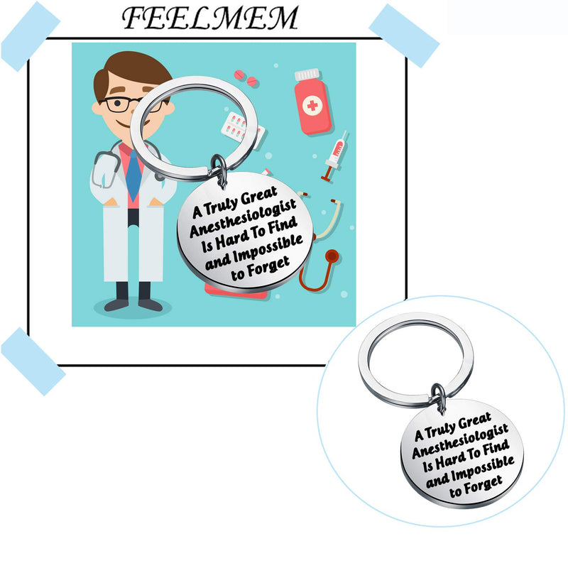 [Australia] - FEELMEM Anesthesiologist Gifts Anesthesiologist Technician Gift CRNAS Gift A Truly Great Anesthesiologist is Hard to Find Keychain Gift for Anesthetist Doctor Nurse Anesthetist silver 