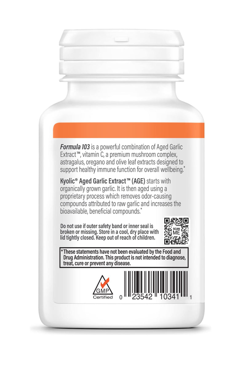 [Australia] - Kyolic Aged Garlic Extract Formula 103 Immune Support, 100 Capsules (Packaging May Vary) 