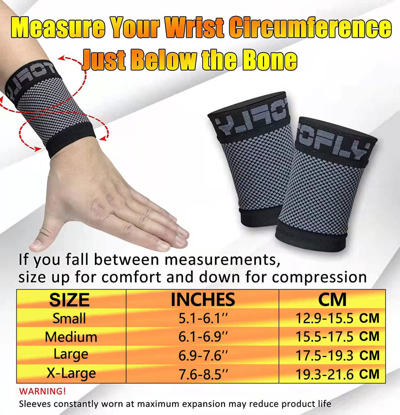 [Australia] - TOFLY®Compression Wrist Brace Sleeves (Pair), Unisex, 20-30mmHg Grade Compression Wrist Support Band for Carpal Tunnel Syndrome, RSI, Wrist Pain & Strain, Arthritis, Tendonitis, Sport, Black L Large (1 Pair) 