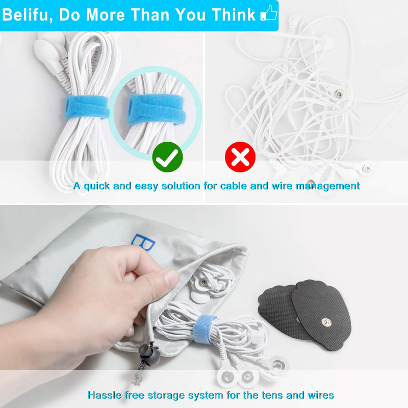 [Australia] - Belifu Dual Channel TENS EMS Unit 24 Modes Muscle Stimulator for Pain Relief Therapy, Electronic Pulse Massager Muscle Massager with 10 Pads, Dust-Proof Drawstring Storage Bag，Fastening Cable Ties… Blue 