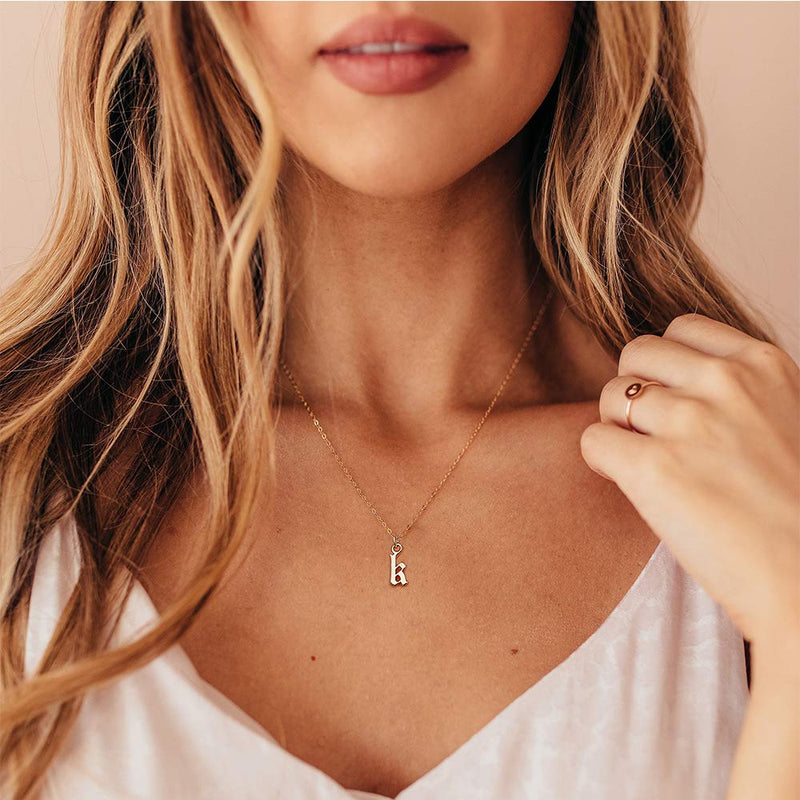 [Australia] - Ursteel Old English Initial Necklace, 14K Gold Plated Letter Pendant Dainty Adjustable Tiny Initial Necklaces for Women Teen Girls S 
