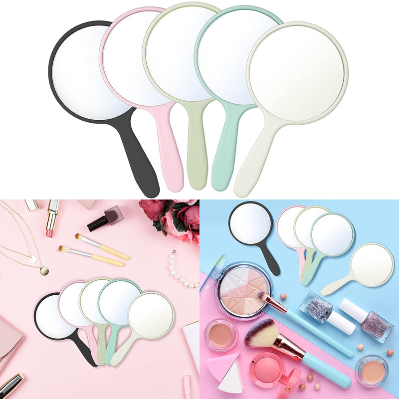 [Australia] - 25 Pieces Handheld Hand Mirror Small Mirror Compact Portable Round Mirror Travel Makeup Mirror for Women Girls Travel Camping Daily Use, 5 Colors 