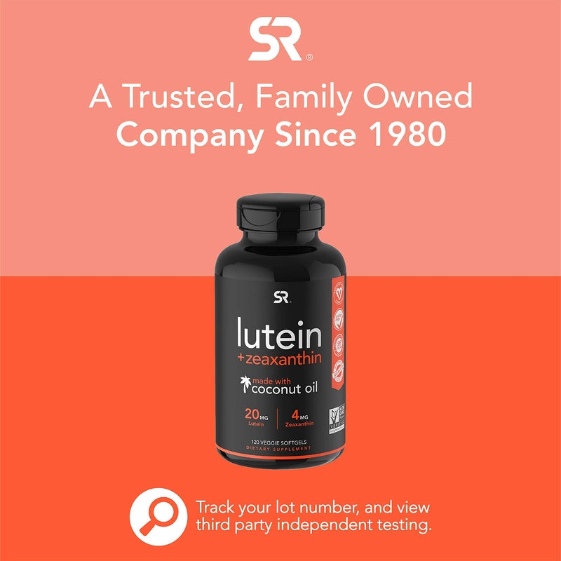 [Australia] - Vegan Lutein + Zeaxanthin (20mg) with Organic Coconut Oil for Better Absorption ~ Supports Vision & Eye Health ~ The ONLY Vegan Certified & Non-GMO Verified Lutein Available (120 Softgels) 120 Count (Pack of 1) 